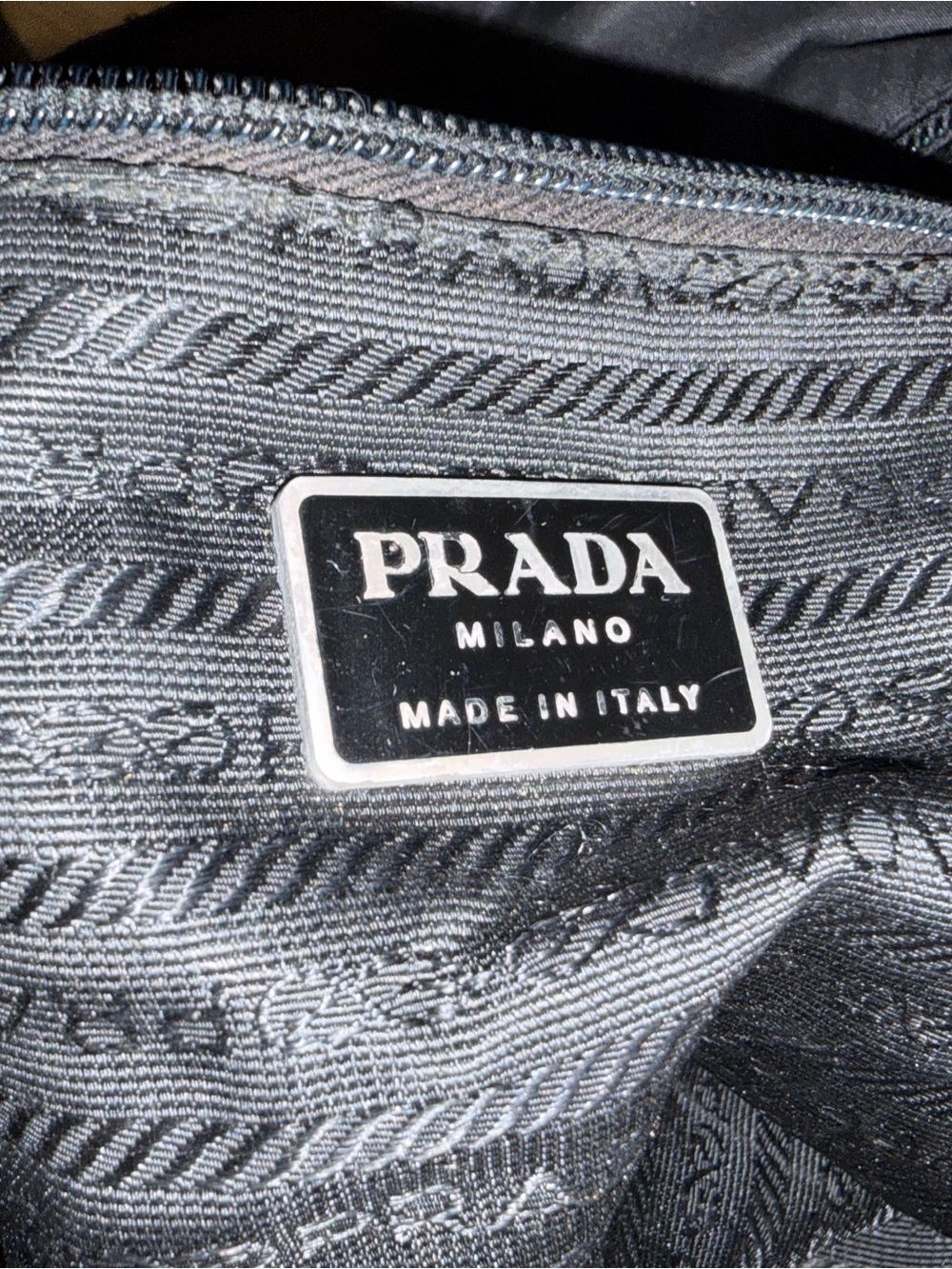 Prada Black Nylon Shoulder Tote with Triangle Logo Plaque - Picture 4 of 5